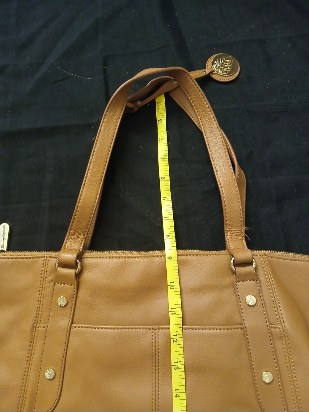 Tommy Bahama Caramel Leather Tote with Gold Accents - Picture 6 of 11